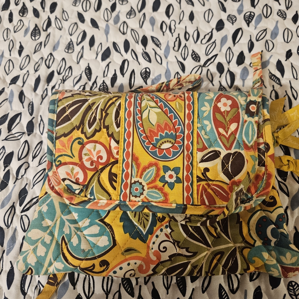 Vera Bradley Paisley Floral Quilted Crossbody in Teal, Yellow & Red